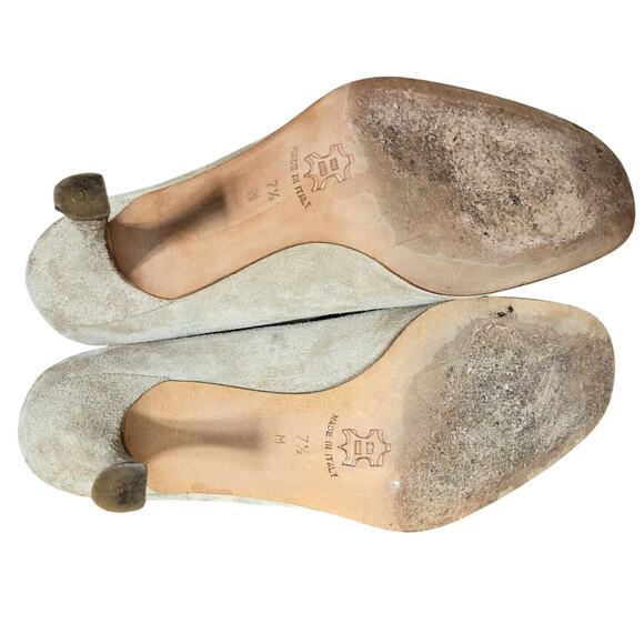 Isaac Mizrahi Made in Italy Tan Suede Mary Jane Heels | Women’s 7.5 - Picture 9 of 11